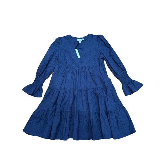 Pomander Place Tuckernuck Kenzo Dress Womens Small Poplin Ruffle Tiered Navy - Picture 1 of 5
